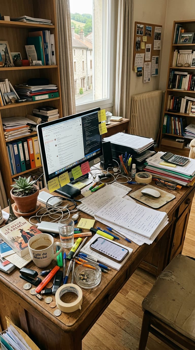 Bureau avant l'intervention de rangement