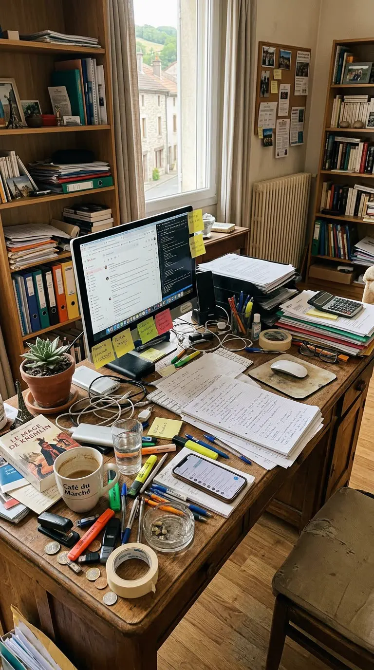 Bureau avant l'intervention de rangement